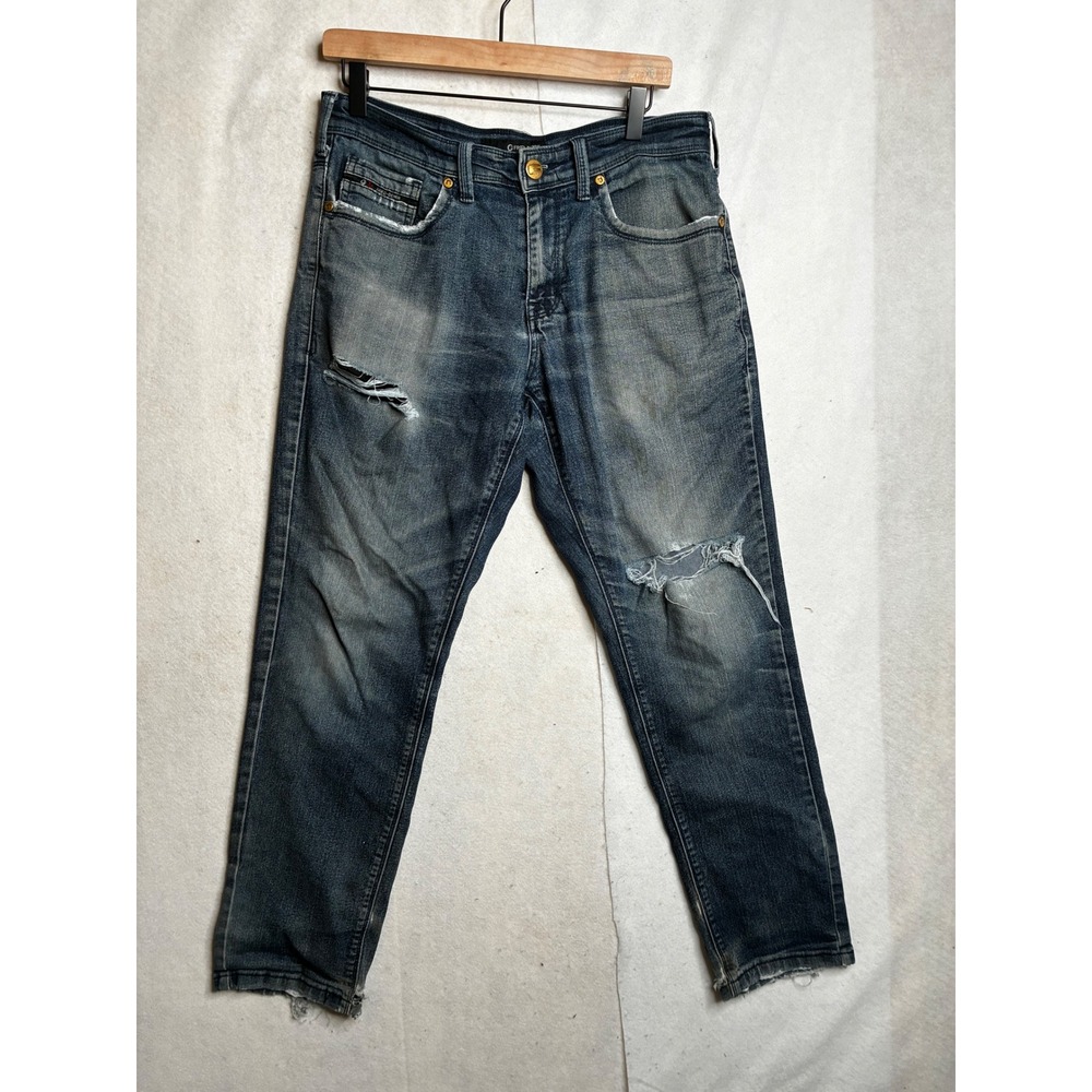 Fried Denim Mens Slim Fit Distressed Ripped Jeans Blue 32x30‎ skate grunge